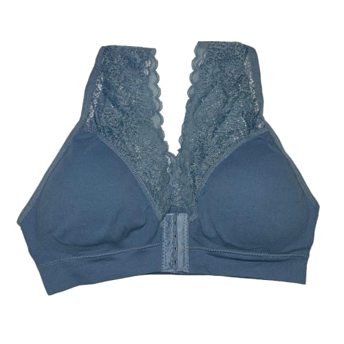 Luxe Lace-Trimmed Seamless Sports Bra in Teal