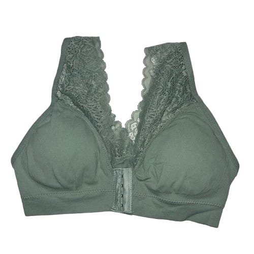 Luxe Lace-Trimmed Seamless Sports Bra in Green