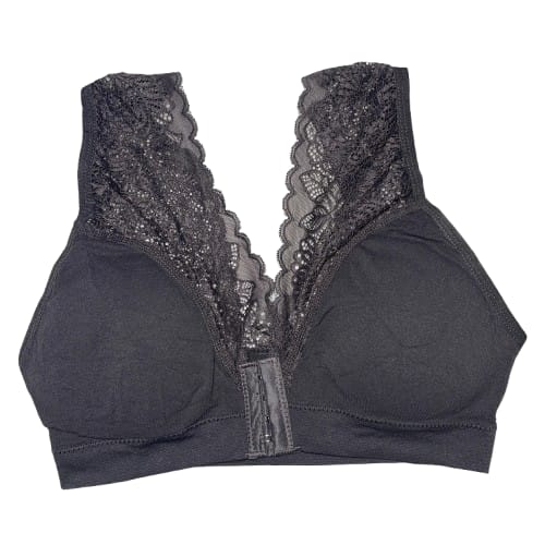 Luxe Lace-Trimmed Seamless Sports Bra in Grey