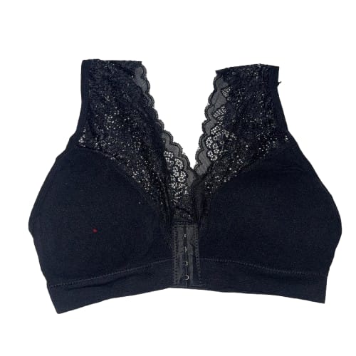 Luxe Lace-Trimmed Seamless Sports Bra in Black