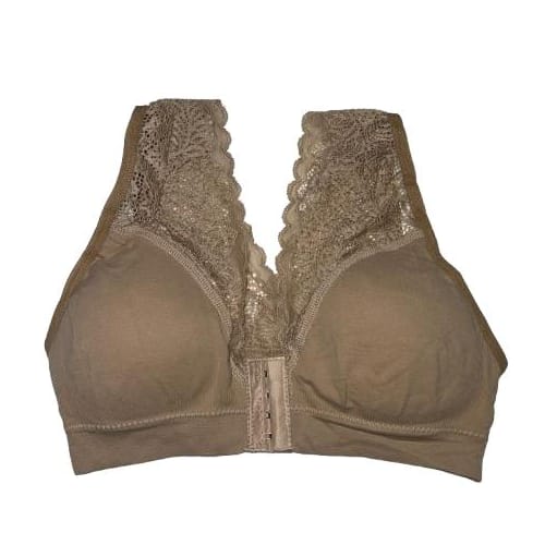 Luxe Lace-Trimmed Seamless Sports Bra in Golden