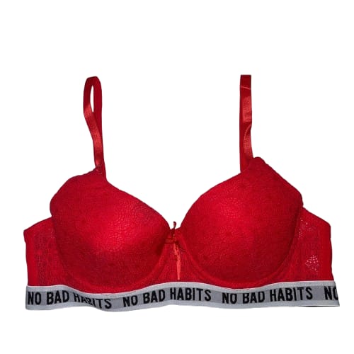 Red Lace Push-Up Bra with Sporty Elastic Band – Stylish & Comfortable Lingerie