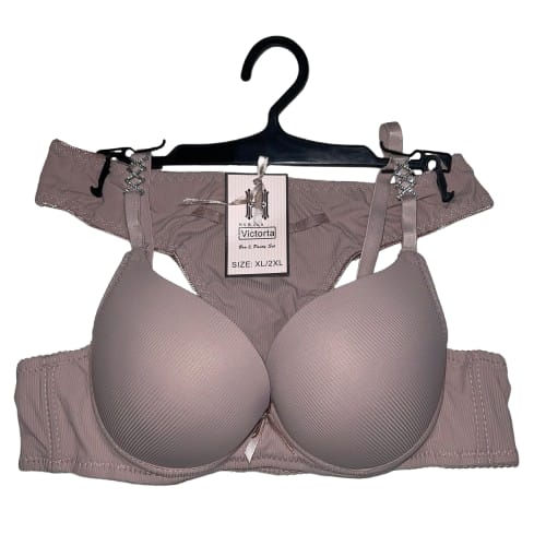 Luxurious Support Bra with Padded Perfection - Greyish Brown