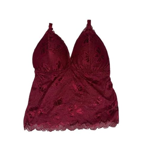 Enchanting Allure: Lace Crop Top _ Deep maroon