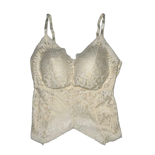 Ethereal Charm: Dreamy Lace Crop Top - Cream