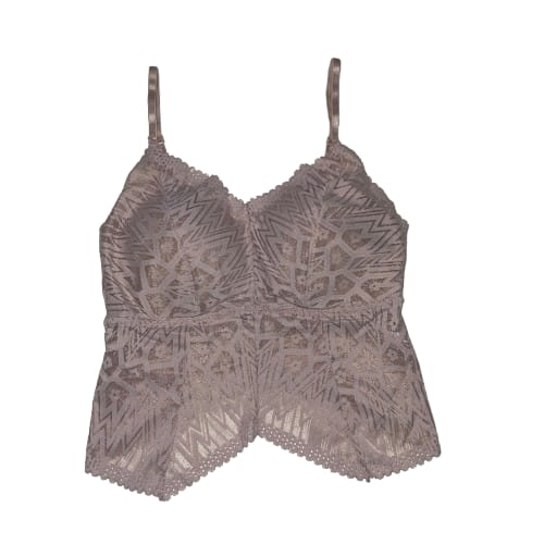 Ethereal Charm: Dreamy Lace Crop Top - Mauve