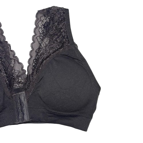 Luxe Lace-Trimmed Seamless Sports Bra in Grey