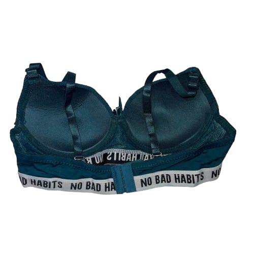 Teal Lace Push-Up Bra with Sporty Elastic Band – Stylish & Comfortable Lingerie